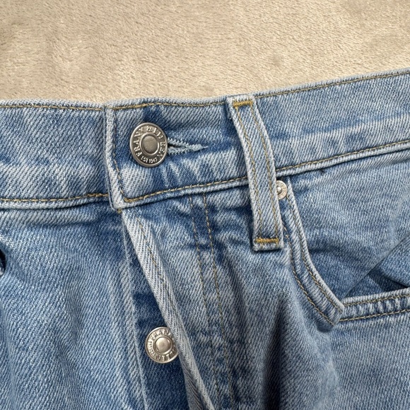 Frank & Eileen Monaghan Button Fly High Rise Raw Hem Straight Leg Mom Jeans 27 - Picture 4 of 16